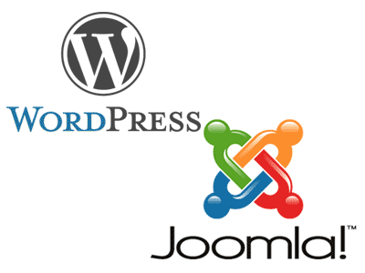 Wordpress and Joomla logos